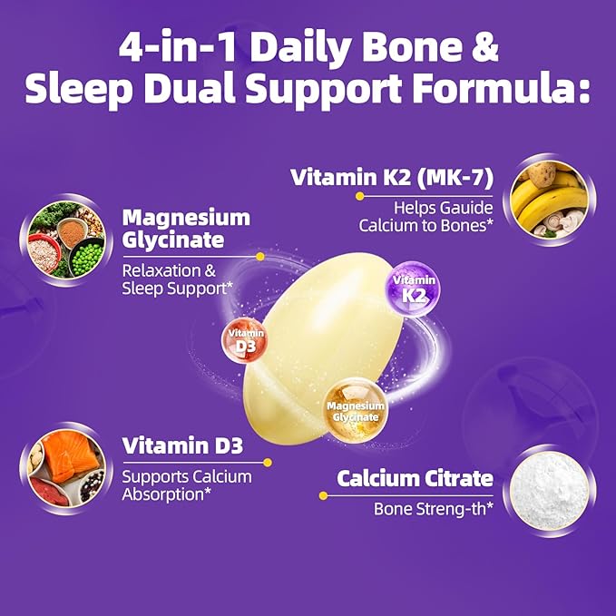 2 Pack High Absorption Magnesium Glycinate 400mg Softgels Supplement Magnesium with Calcium - Highly Bioavailable - with Vitamin D3 &amp K2 for Sleep Mood Brain Support
