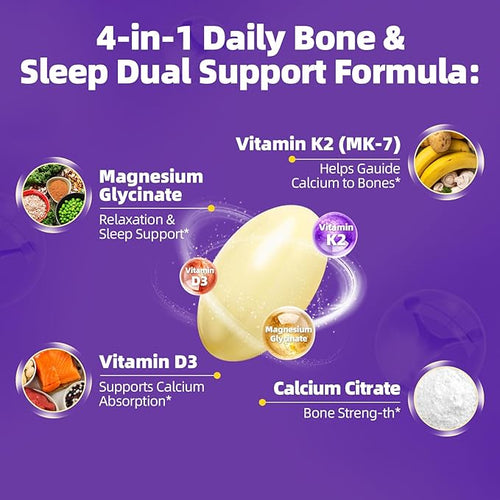 2 Pack High Absorption Magnesium Glycinate 400mg Softgels Supplement Magnesium with Calcium - Highly Bioavailable - with Vitamin D3 &amp K2 for Sleep Mood Brain Support