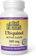 Natural Factors Ubiquinol 100 mg - Supports Heart Health &amp Natural Vitality - Antioxidant Support Supplement with Superior Absorption - Energy Support with Flaxseed Oil - 120 Softgels (120 Serving
