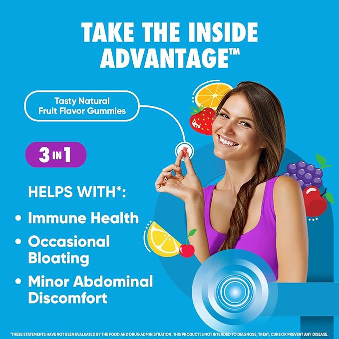 Digestive Advantage Daily Probiotic Gummies for Digestive Health Gut Health &amp Immune Support Probiotics for Men and Women (80ct) - Delicious Natural Fruit Flavor* (Pack of 2)