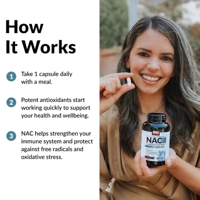 Force Factor NAC 600 mg N-Acetyl Cysteine for Liver Health Immune Support &amp Antioxidant Production Clinically Studied Dose 200 Servings