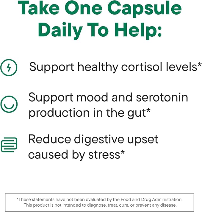 Daily Nouri Stress Support Probiotics for Women &amp Men | Mood &amp Cortisol Support | Gut-Brain Axis + Digestive Support | 3 Clinically Studied Strains + Omega | 60-Day Supply
