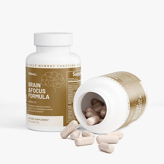 Brain &amp Focus Formula Supplement Multivitamin Improve Memory and Clarity Boost for Men and Women 60 Capsules