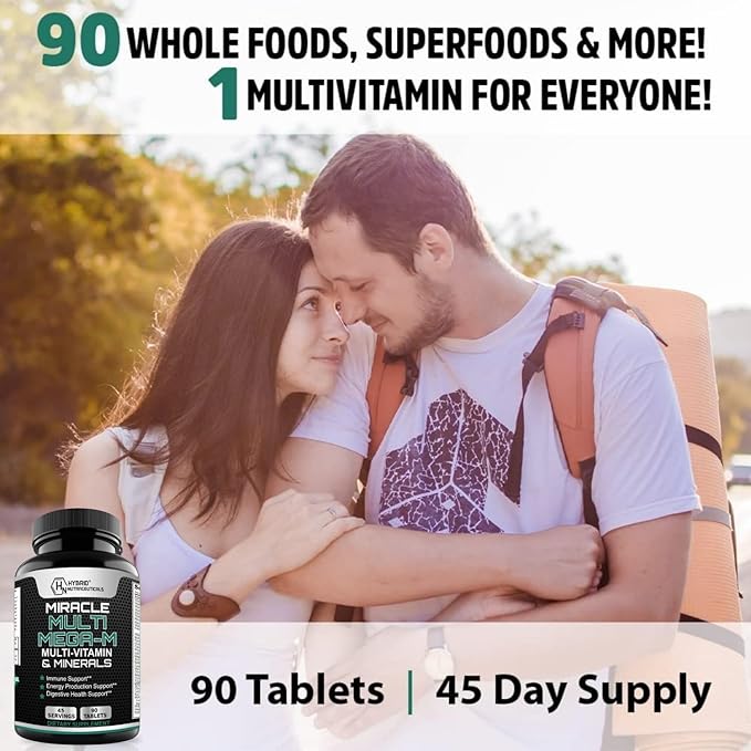 Hybrid Nutraceuticals MEGA-M Multivitamin for Men and Women (+ superfoods Mushrooms and enzymes)