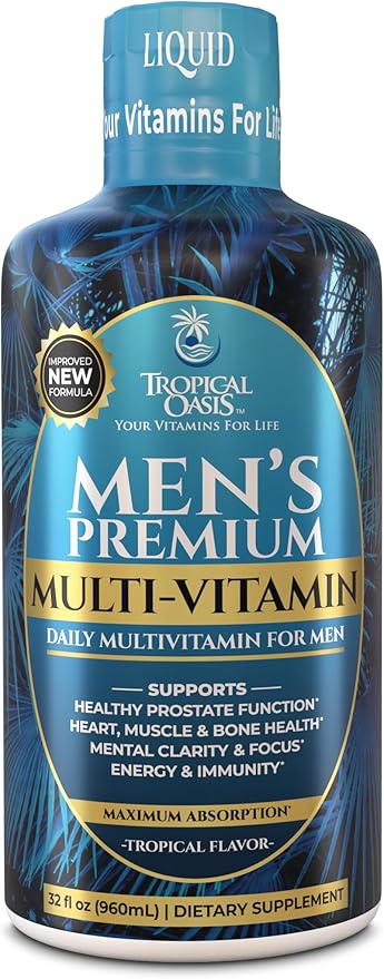 Premium Liquid Multivitamin for Men | Sugar Free Men’s Multi-Vitamin | 100+ Vitamins Minerals &amp Amino Acids to Support Muscle Heart Brain Health &amp Energy | 98% Absorption Rate | Non-GMO | 3