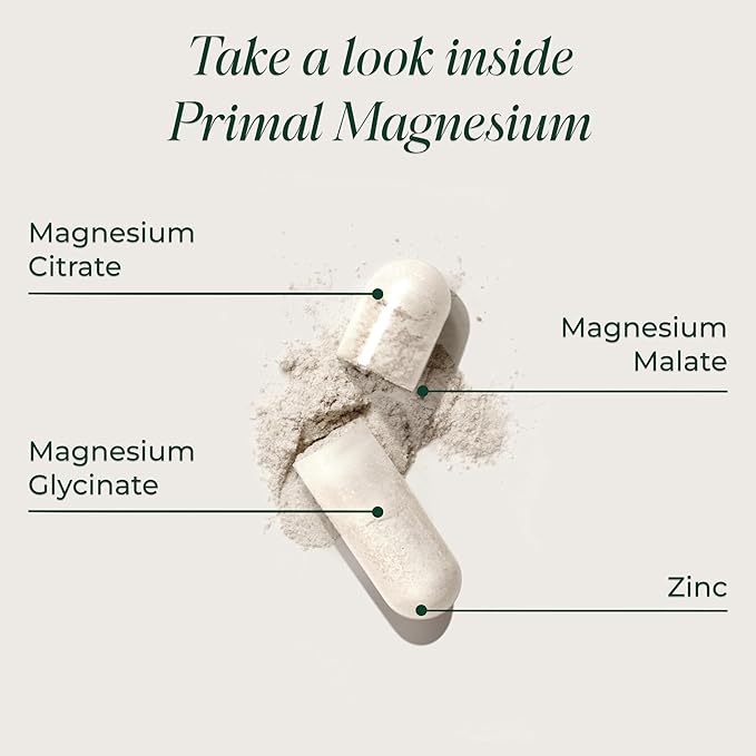 Magnesium Supplement Complex 310mg by Primal Harvest with Magnesium Glycinate Citrate Malate and Zinc 120 Capsules