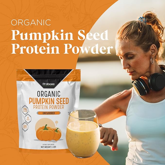 Probase Nutrition Pumpkin Seed Protein Powder Unsweetened Plant-Based Pumpkin Protein Powder Ideal for Post-Activity Support Pumpkin Powder is Rich in Omega 3 6 9 | 1 lb Cold Pressed