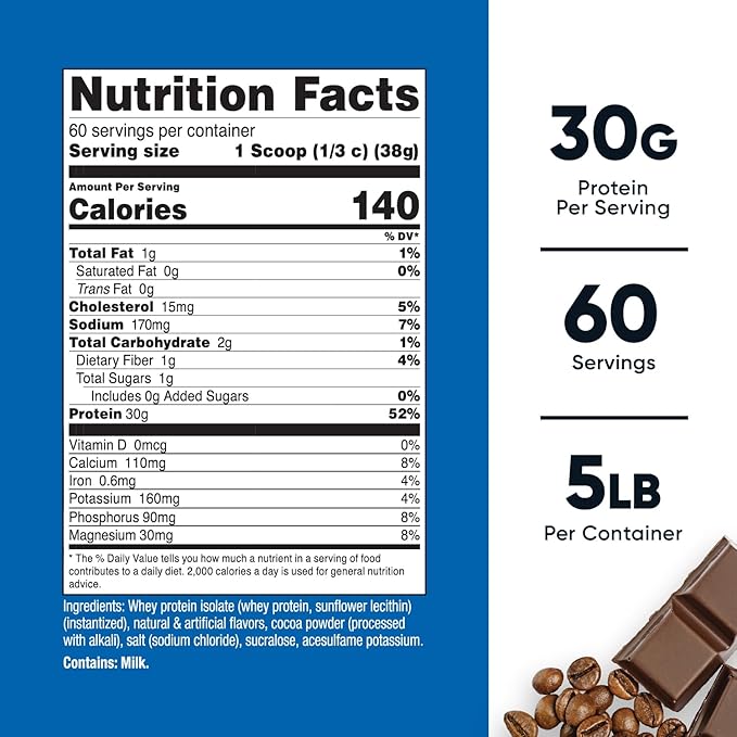 Nutricost Whey Protein Isolate (Mocha) 5LBS - Gluten Free &amp Non-GMO