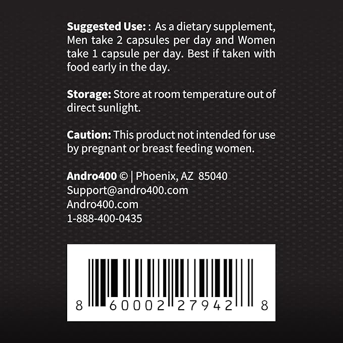 Andro400 Max Advanced T-Support &amp Nitric Oxide Booster – Tongkat Ali with L-Arginine &amp L-Citrulline – Supports Blood Flow Circulation and Physical Performance – 1 Pack 60 Capsules