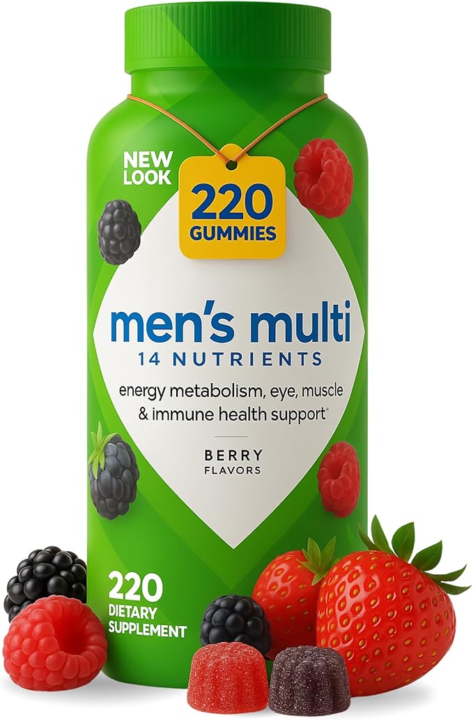 Vital_Fusion Men's Multivitamin Gummies 220 ct. 14 Essential Nutrients | Supports Energy Muscle Eye &amp Immune Health | Berry Flavors | by R&ampC Store