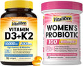Women's Probiotics 100 Billion CFU &amp Vitamin D3 K2 10000 IU