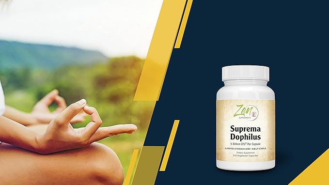 Zen Supplements - Suprema-Dophilus - 5 Billion CFU Probiotic - 8 Strains - Shelf Stable and Acid Resistant - Supports Gastrointestinal &amp Immune Health 240-Caps