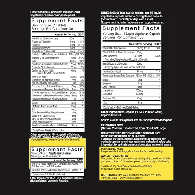 Invite Health Performance Vitamin - Comprehensive Daily Multivitamin with Enhanced Support for Athletes and Active People - 30 Day Supply