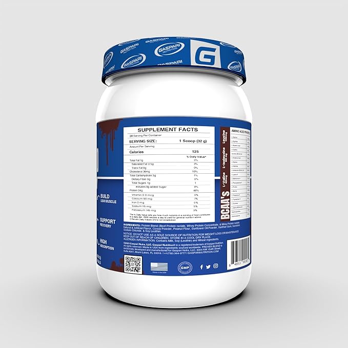 Gaspari Nutrition Proven Blend Multi Source Protein Powder Beef Protein Isolate Whey Concentrate and Whey Isolate Builds Lean Muscle 24g of Protein (28 Servings Chocolate Peanut Butter)