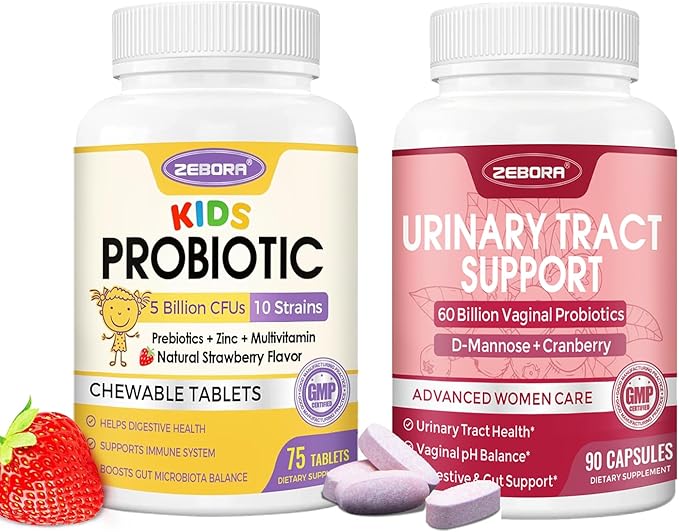 ZEBORA Kids Probiotic Chewables with Vaginal Probiotics for Women Capsules