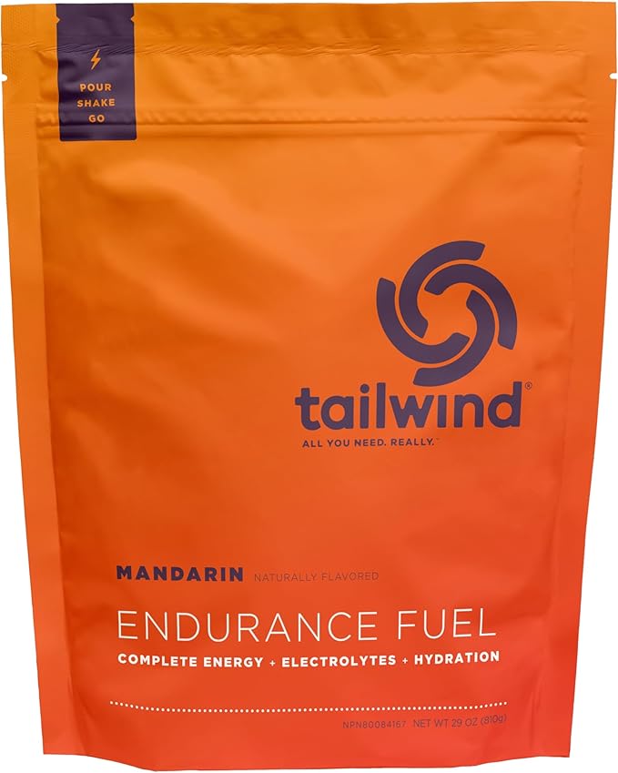 Tailwind Nutrition Endurance Fuel Carbohydrate &amp Electrolyte Sports Drink Mix Powder Gluten-Free Vegan Mandarin Orange 30 Servings