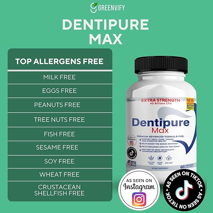 Dentipure Max Probiotic Supplement 40 Billion CFU 60 Capsules Supports Teeth and Digestive Health (5)