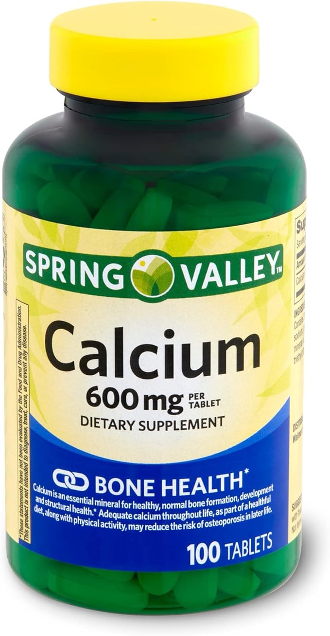 Spring - Valley Calcium 600mg Natural Bone Health Calcium - 100 Tablets Pack of 3