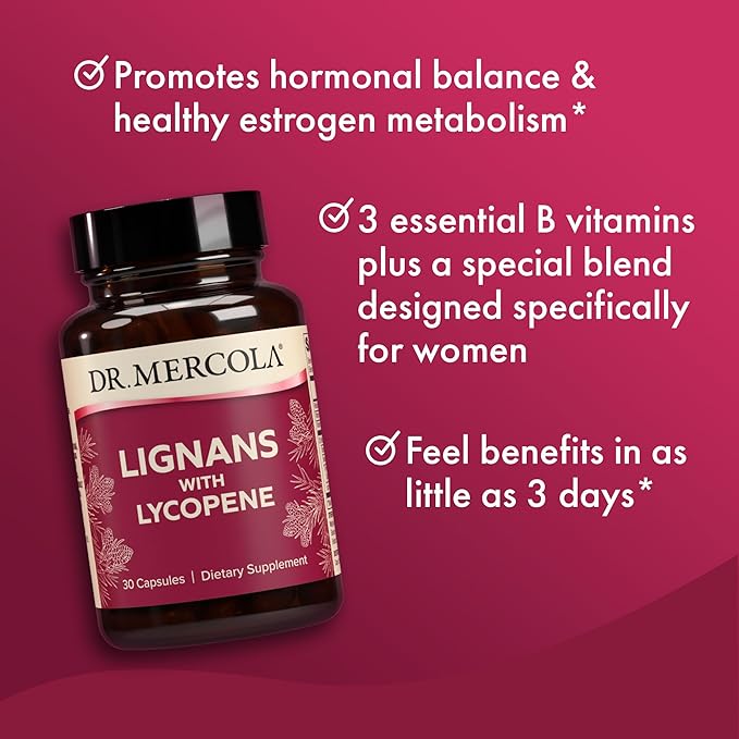Dr. Mercola Lignans with Lycopene Supplement 30 Servings (30 Capsules) Non GMO Soy Free Gluten Free
