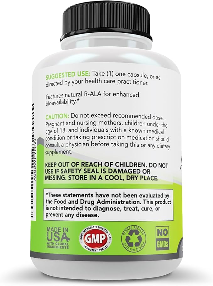 Simply Natures Pure Alpha Lipoic Acid 600mg 240 Veggie Capsules Non-GMO Thioctic Acid 8 Month Supply