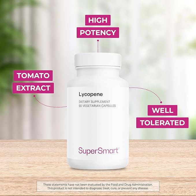 Supersmart - Lycopene 30mg per Day (High Potency) - Tomato Extract 10% Carotenoids - Lycopene Supplement | Non-GMO &amp Gluten Free - 90 Capsules