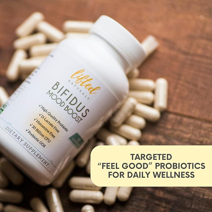 Probiotics 30 Billion CFU - Bifidus Mood Support Supplement w/prebiotics &amp probiotics for Women and Men - Mood &amp Digestion Support- Histamine Free - Natural Mood Boost - 60 Days Supply Non-GM
