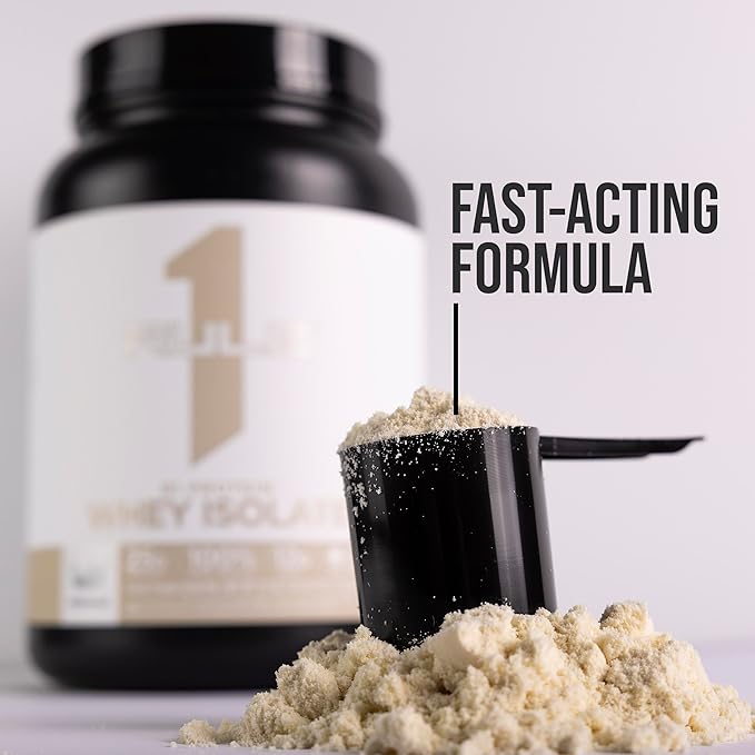 Rule 1 Naturally Flavored R1 Protein Whey Isolate - Clean Formula with 25g Protein &amp 6g BCAA Exclusively Isolated &amp Hydrolyzed Sources for Workout Recovery (1.7 Pounds* Unflavored)