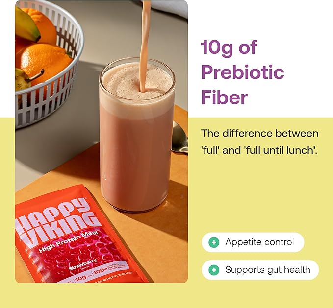 Happy Viking Plant-Based Protein Powder +100 Superfoods Chocolate Meal Replacement Shake Created by Venus Williams 30g Plant Protein 10g Fiber Vegan Gluten-Free Non-GMO 15 Meals