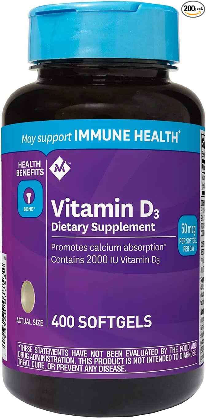 Member's Mark Vitamin D3 50 mcg (2000 IU) Dietary Supplement (400ct) (Pack of 2)
