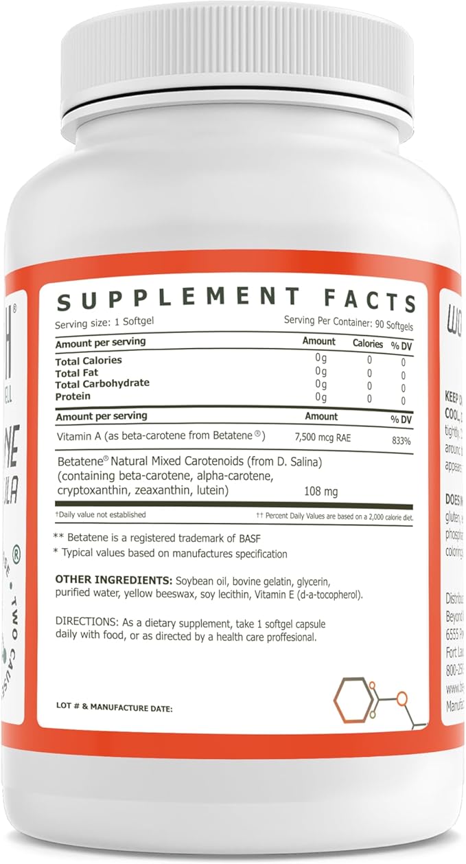 Beyond Health Carotene Formula 90 Softgels - Supplement Infused with Carotenoids