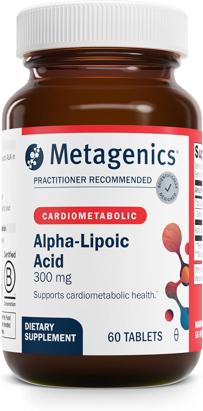 Metagenics Alpha-Lipoic Acid 300 mg - Metabolism &amp Antioxidant Support Supplement for Tissue Brain &amp Heart Health* - Non-GMO Gluten-Free Vegan Soy-Free - GMP Certified Facility - 60 Tablet