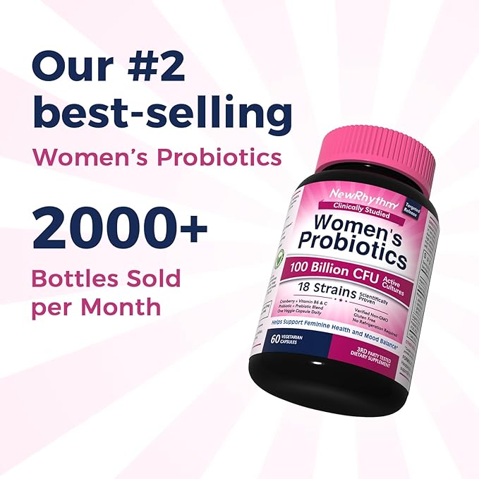 NewRhythm VagFlora Carefree Bundle Women's Probiotics 100 Billion CFU &amp Women's Probiotics 70 Billion CFU PH Balance Vaginal Urinary &amp Digestive Health Non-GMO