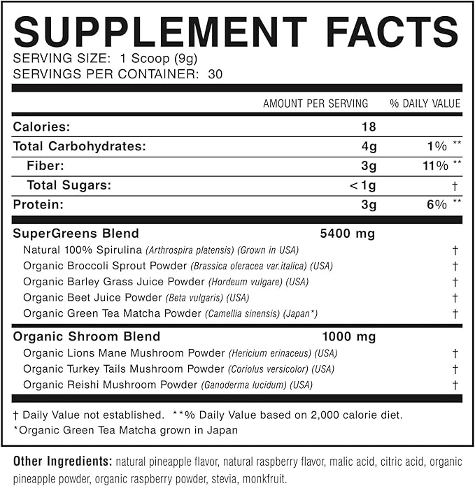 Myogenix MyoVite SuperGreens – Greens Powder Daily Supplement – Enhance Digestion Strengthen Immunity &amp Improve Alkalinity – Locally Grown Greens – Berry Tropical (30 Servings)