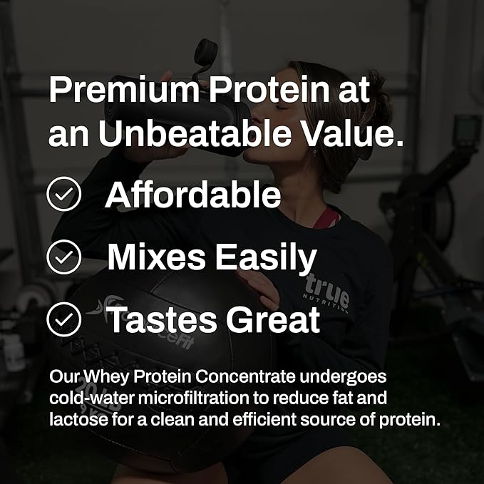 True Nutrition Whey Protein Concentrate Powder - 24g Complete Whey Protein per Serving - High Leucine Full Amino Acid Profile - Gluten Free Soy Free Vegetarian - Chocolate Fudge Brownie - 2lb