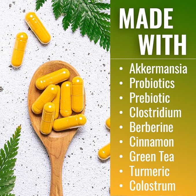 Vitamatic GLP-1 Support Supplement for Men &amp Women 60 Capsules - Made with Akkermansia Probiotics Prebiotic Clostridium Berberine Cinnamon Green Tea Turmeric &amp Colostrum - 2 Pack