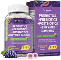Sugar Free 5-in-1 Probiotic Prebiotic Postbiotic Gummy 36 Strains Probiotics for Women Men with Digestive Enzymes Peppermint Complete Immune Gut &amp Digestive Support Vegan 60 Ct Grape Flavor