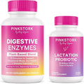 Pink Stork Lactation Probiotic Unscented and Digestive Enzymes Bundle – Supports Digestive and Lactation Wellness – Breastfeeding Vitamins with Herbs and Enzymes