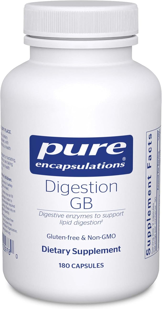 Pure Encapsulations Digestion GB - Digestive Enzyme Supplement - for Gallbladder Support &amp Gut Health* - with Bile Salts &amp Digestive Enzymes Blend - Gluten Free &amp Non-GMO - 180 Capsules