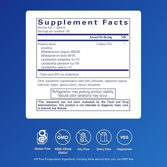 Pure Encapsulations Probiotic IMM | Shelf Stable Probiotic Blend to Support Immune Function and Maintain Eye Nose and Throat Health* | 60 Capsules