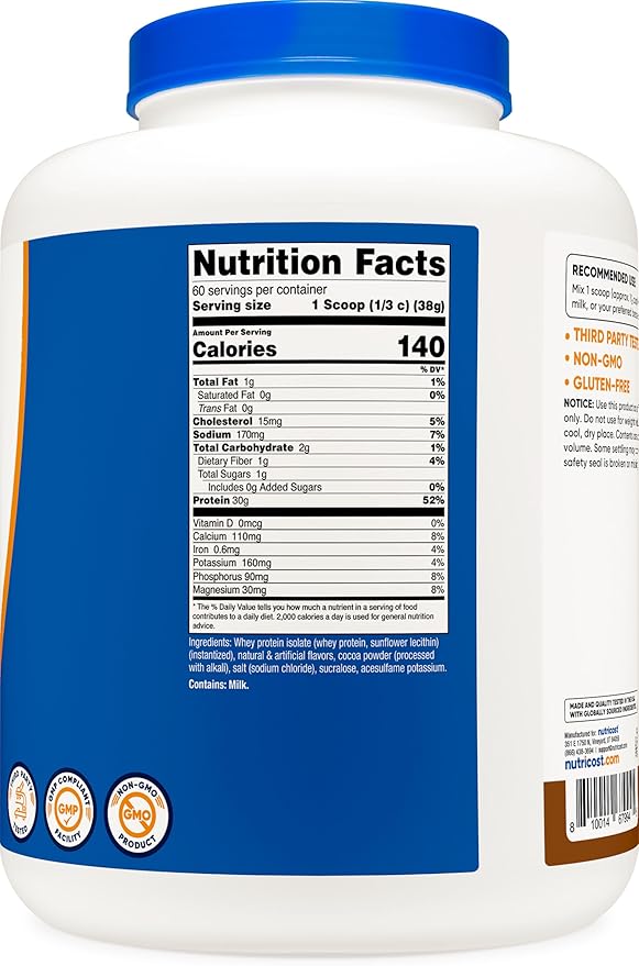 Nutricost Whey Protein Isolate (Mocha) 5LBS - Gluten Free &amp Non-GMO