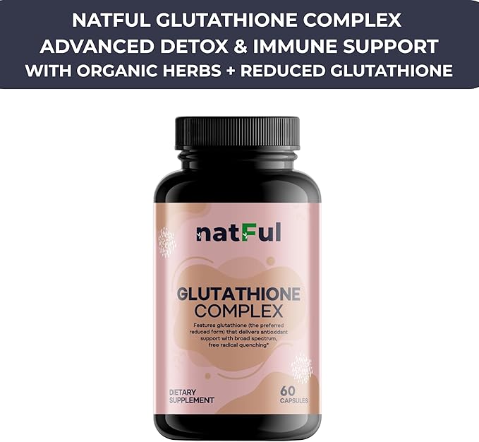 Glutathione Complex – 125mg Reduced L-Glutathione with Organic Turmeric Aquamin® Reishi and Herbal Detox Blend – 60 Vegan Capsules – Immune &amp Liver Support Antioxidant Detox Formula