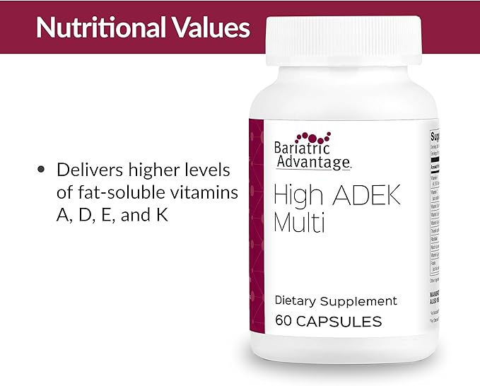 Bariatric Advantage High ADEK Multi - for Bariatric Surgery Patients - Multivitamin with Vitamins A D E K &amp Trace Minerals - 100%+ DV of ADEK - 60 Capsules