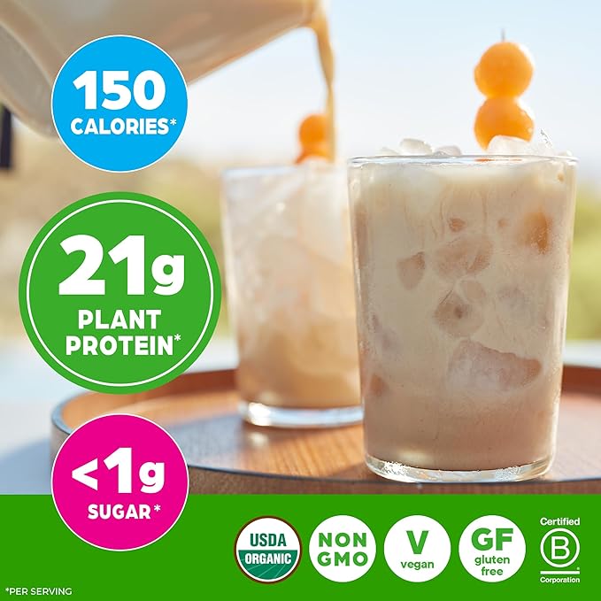 Orgain Organic Vegan Protein Powder Horchata - 21g Plant Based Protein 9g Prebiotic Fiber Low Net Carb No Lactose Ingredients No Added Sugar Non-GMO For Shakes &amp Smoothies 2.03 lb