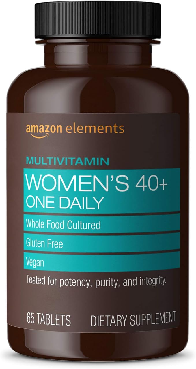 Amazon Elements Women‚ 40+ One Daily Multivitamin 66% Whole Food Cultured Vegan 65 Tablets 2 month supply (Packaging may vary)