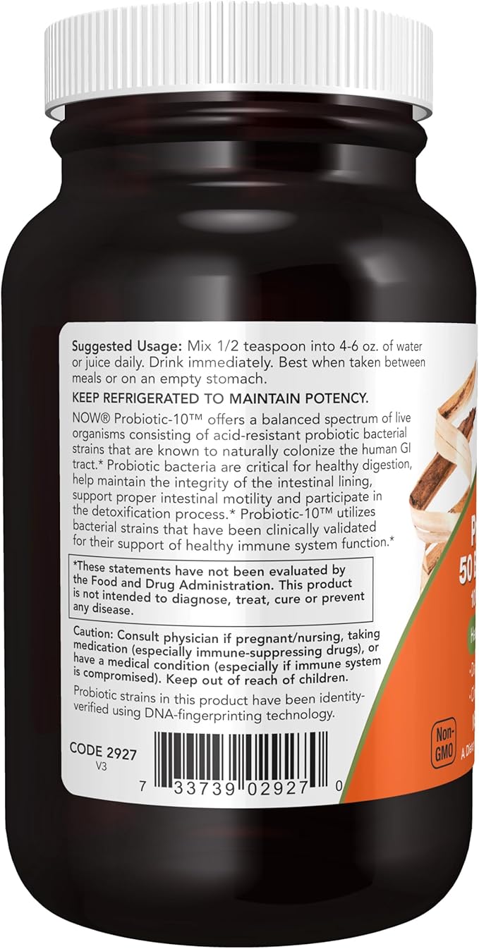 NOW Supplements Probiotic-10™ Powder 50 Billion with 10 Probiotic Strains Strain Verified 2-Ounce