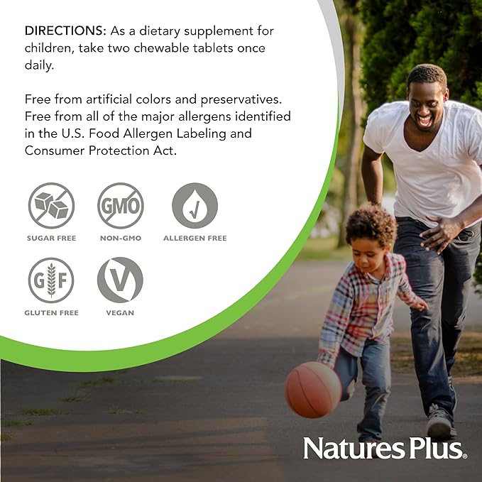 NaturesPlus Animal Parade MagKidz Natural Cherry Flavor - 90 Animal-Shaped Chewable Tablets - Pack of 2 - Bone &amp Muscle Health Support - Non-GMO Vegan Gluten Free Sugar Free - 90 Total Servin