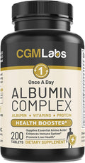 Premium Albumin Complex - Egg White &amp Whey Protein Blend with Royal Jelly &amp Essential Amino Acids - Daily Muscle Recovery &amp Nutrition Supplement - 200 Tablets