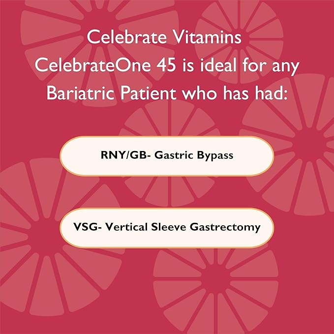 Celebrate Vitamins CelebrateONE 45 45mg Iron - Once Daily Bariatric Multivitamin Essential Vitamins &amp Minerals - Gastric Bypass &amp Sleeve Gastrectomy Supplement (90 Capsules)