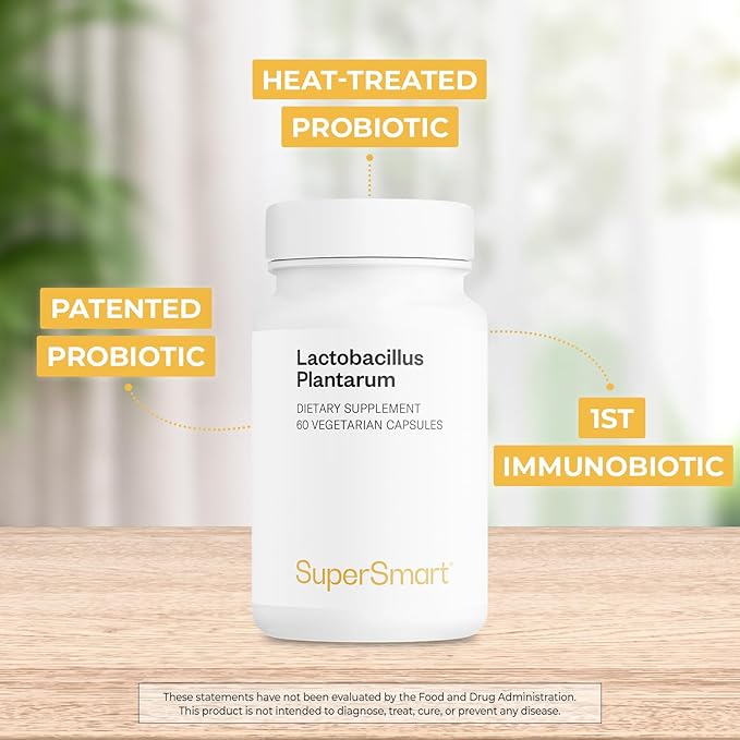 Supersmart - Lactobacillus Plantarum PostBiotic 20 Billion CFU per Day (Immuno-LP20) - Heat-Treated Probiotic Supplement | Non-GMO &amp Gluten Free - 60 Vegetarian Capsules
