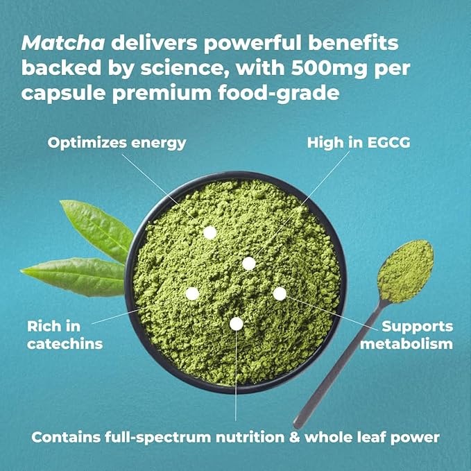 PUREHEALTH RESEARCH Matcha 1000 mg - Organic Ceremonial Grade Matcha Powder Supplement - EGCG Green Tea Extract Pills for Mental Clarity Energy &amp Hearth Health - Vegan Gluten Free - 60 Capsules